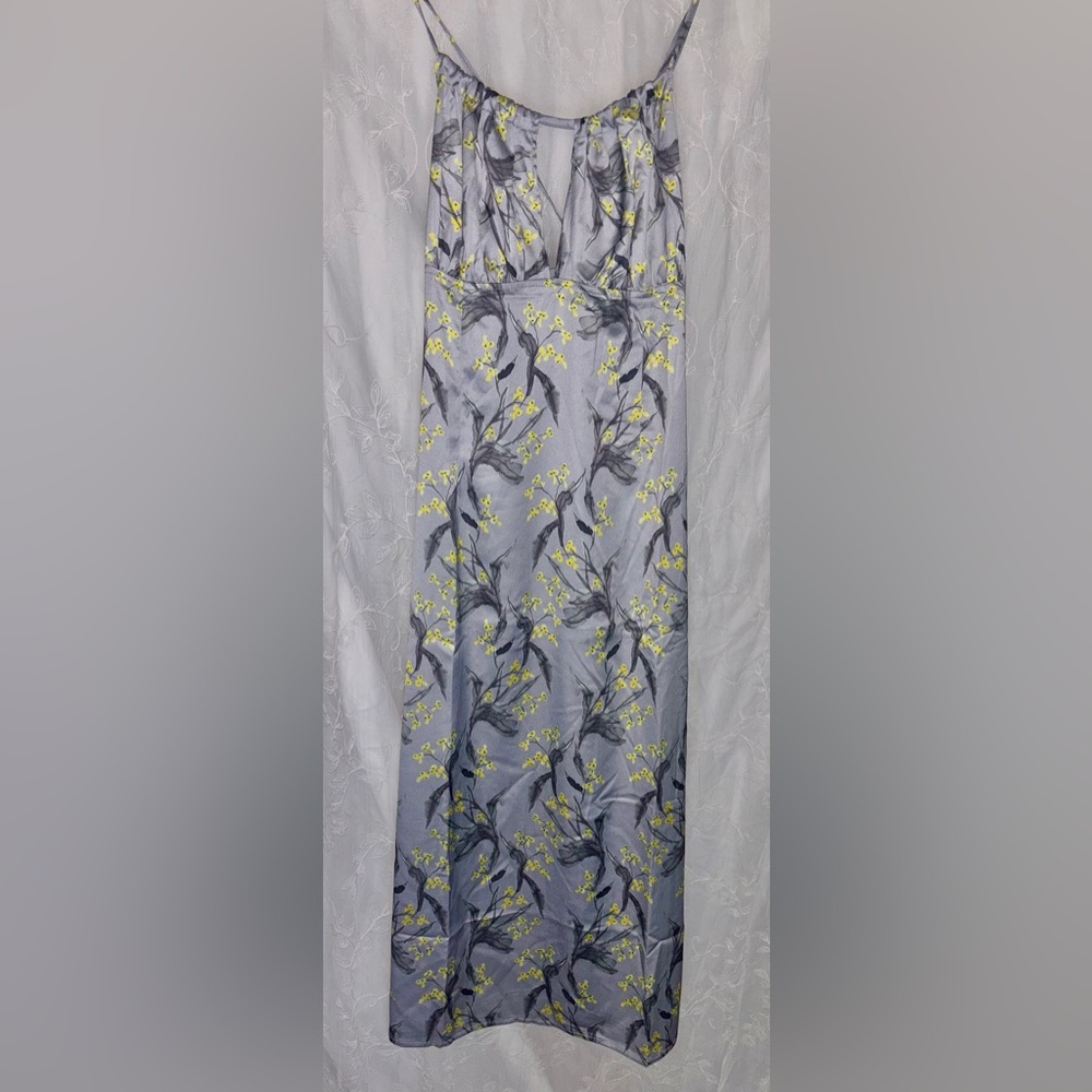 Floral Patterned Skirt in Gray and Yellow